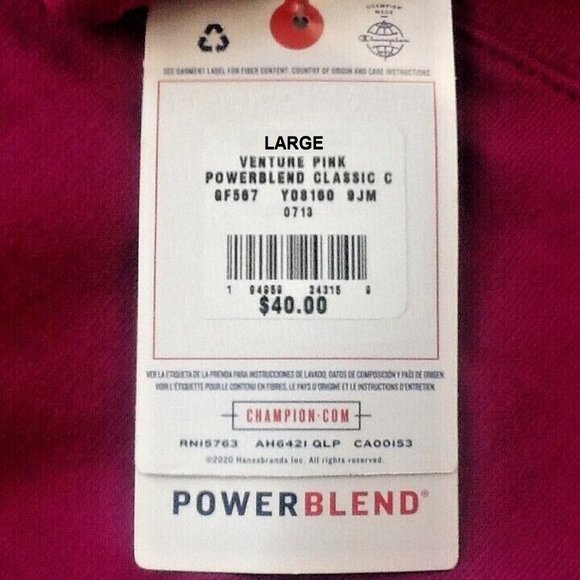 Women's Sz Large new Champion PowerBlend Crew Neck Pullover VENTURE PINK color - Picture 8 of 8
